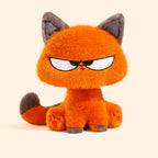 Sassy Orange Cat Plush Doll - 40cm Fluffy Grumpy Face Stuffed Animal with Red Scarf
