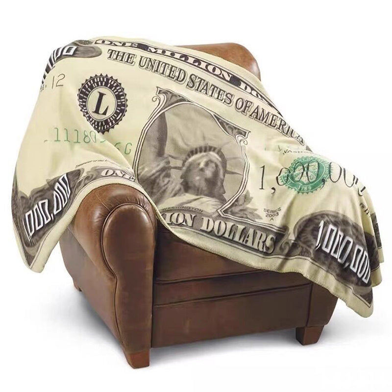 Million Dollar Blanket - Funny $1,000,000 Bill Flannel Throw Blanket , Soft Novelty Couch Throw 90x180cm