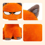 Sassy Orange Cat Plush Doll - 40cm Fluffy Grumpy Face Stuffed Animal with Red Scarf