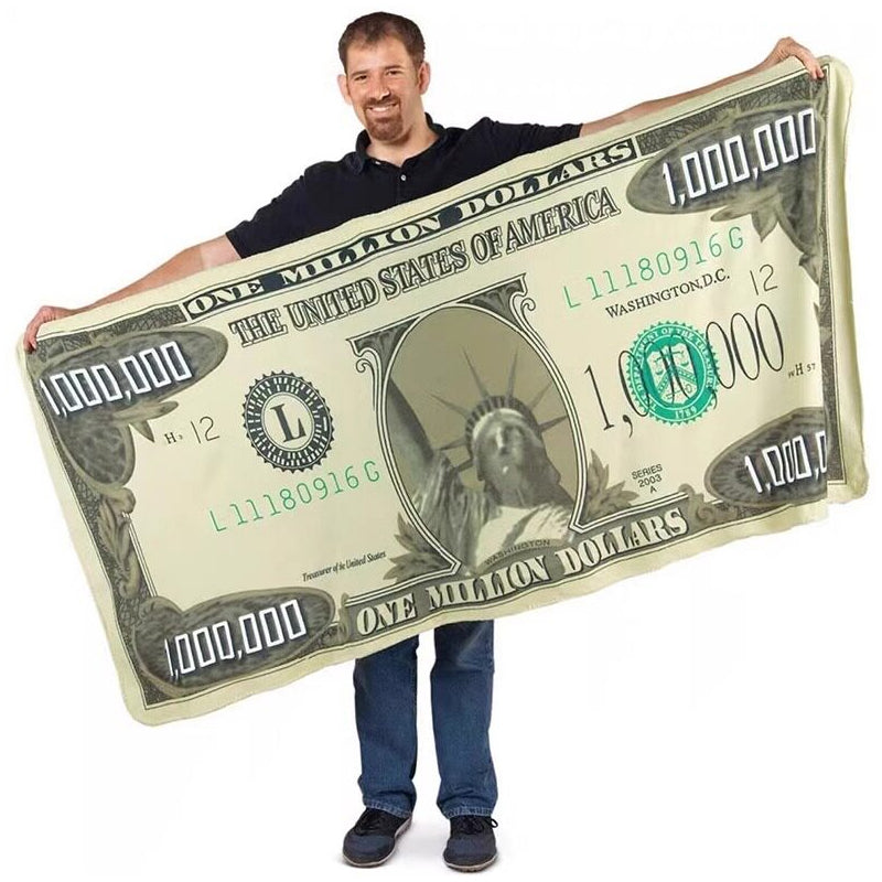 Million Dollar Blanket - Funny $1,000,000 Bill Flannel Throw Blanket , Soft Novelty Couch Throw 90x180cm