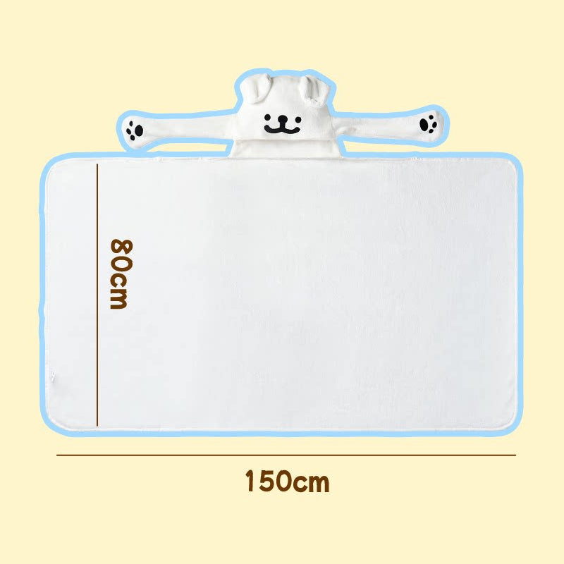 Cute golden retriever and white puppy hooded blanket with moving ears - 3-in-1 wearable throw
