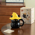 Witch Hat Cat Mug with Lid - 3D Black Cat Ceramic Coffee Cup 450ml
