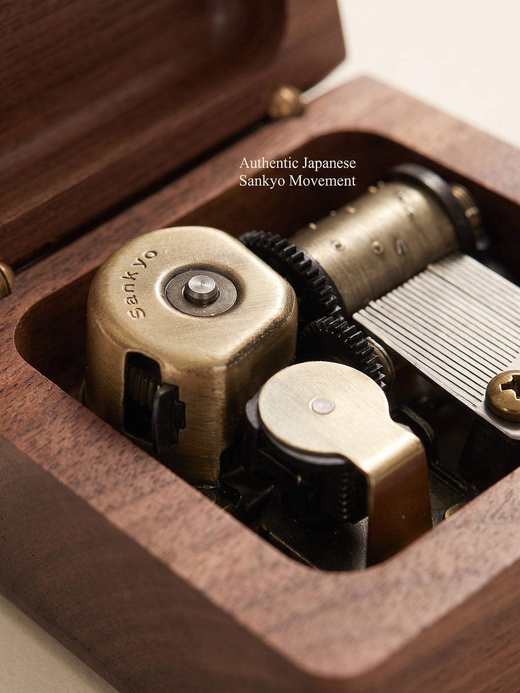 Walnut Wood Music Box with Sankyo 18-Note Movement, Castle in the Sky Melody, Vintage Gift for Her Birthday