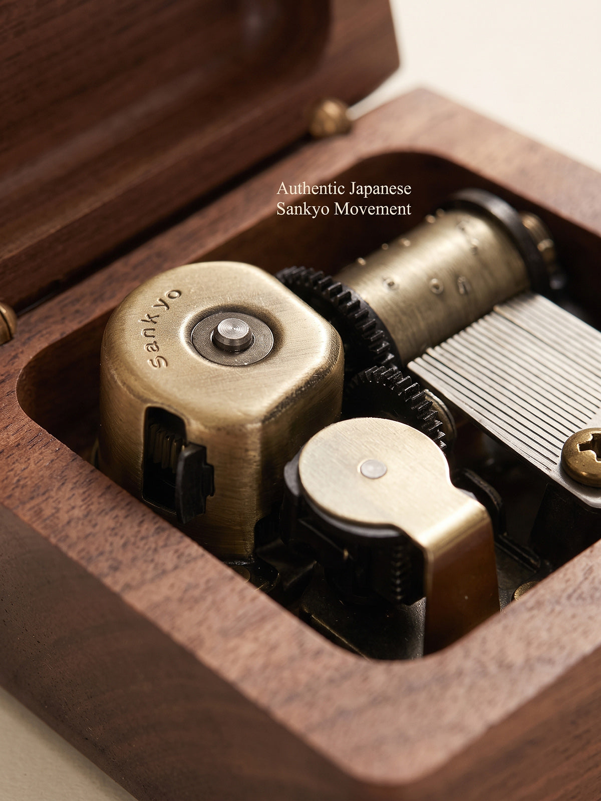 Walnut Wood Music Box with Sankyo 18-Note Movement, Castle in the Sky Melody, Vintage Gift for Her Birthday