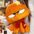 Sassy Orange Cat Plush Doll - 40cm Fluffy Grumpy Face Stuffed Animal with Red Scarf