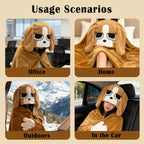 Cute beagle dog hooded blanket - wearable hoodie throw blanket for her and him