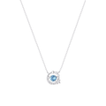 Dancing Heart Sterling Silver Necklace – 925 Blue CZ Moon & Star Pendant, Gift for Her & Birthday
